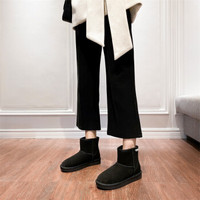 艾斯臣 ACESC 雪地靴女外穿ins潮百搭加绒棉鞋时尚短靴LAS73 黑色 38