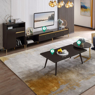 全友家居 茶几电视柜组合套装 现代简约茶几电视柜 钢化玻璃台面茶几
