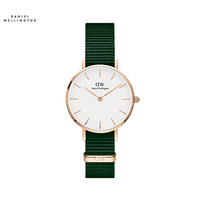 丹尼尔惠灵顿 DanielWellington DW手表 白盘金边墨绿色尼龙表带28mm女表DW00100400
