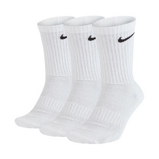 NIKE 耐克 Everyday Cushion Crew 中性运动中筒袜 SX7664-100 白色 M