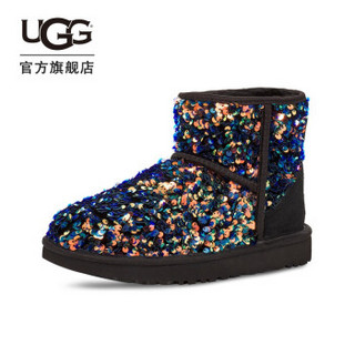 UGG 2020冬季女士新款经典迷你短靴舒适亮片星星雪地靴 1112515 BLK | 黑色 36
