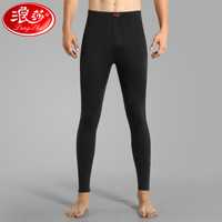Langsha 浪莎 秋裤男3A级抑菌薄款青年男士秋衣秋裤双面磨毛秋冬男式保暖裤 黑色 170/L