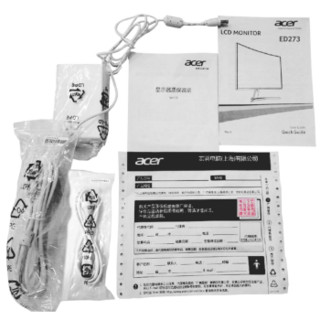 宏碁（Acer）ED273 wd 27英寸1800R曲率窄边框 DVI+VGA接口 VA广视角显示器 ED273 wd