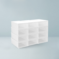 网易严选 透明开窗式收纳鞋盒鞋柜 收纳箱收纳盒整理箱简易鞋盒 小号 白色 12只装