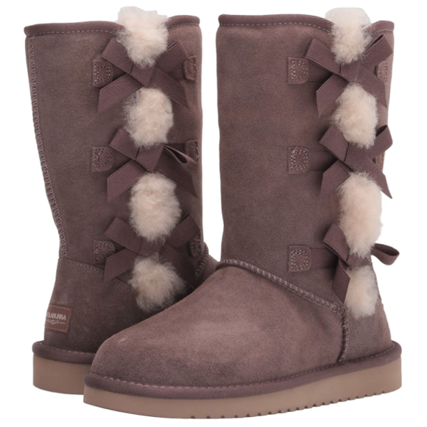 uggvictoria女士牛麂皮套脚蝴蝶结绑带高筒雪地靴1015875cinder12bmus