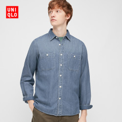 优衣库 优衣库 男装 牛仔工装衬衫(水洗产品) 430916 UNIQLO