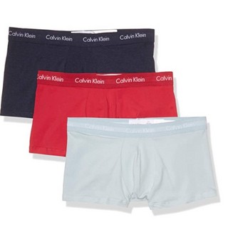 Calvin Klein 卡尔文·克莱 男士纯棉弹力低腰平角内裤套装NU2664 3条装(Downtown Pink+Dark Blue Heather+April)XL