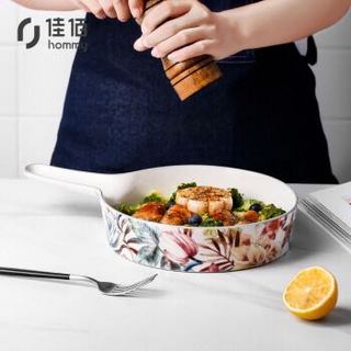 佳佰 美式出口深盘 带把手烤盘芝士焗饭盘烤箱陶瓷盘烘培用具盘子