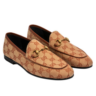 gucci古驰jordaan系列女士平底乐福鞋431467ky9808378砖红色36