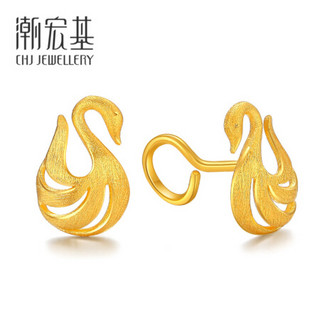 潮宏基 CHJ JEWELLERY 凤翔 足金黄金耳钉女款 计价 EEG30002430 约2g