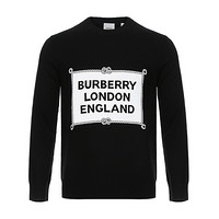 BURBERRY 博柏利 男士圆领羊毛衫 80236601 黑色 XL