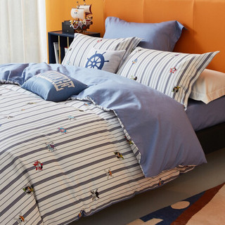 罗莱家纺 LUOLAI 床上四件套纯棉舒适卡通床单被套双人床上用品 航海伙伴 1.8米床 220*250cm