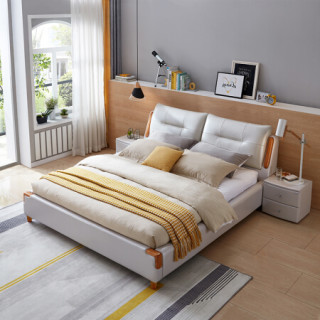 商品全友家居 皮床现代简约皮床卧室双人床105132 皮床 105069床垫