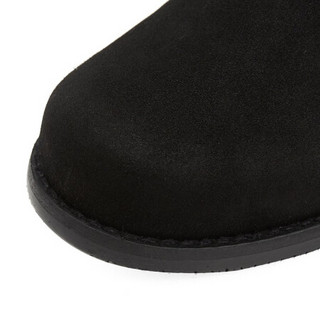 斯图尔特·韦茨曼 STUART WEITZMAN 女士黑色织物绒面皮革拼接平底长靴 5050 BLACK SUE/SUE ELASTIC 37.5 NN