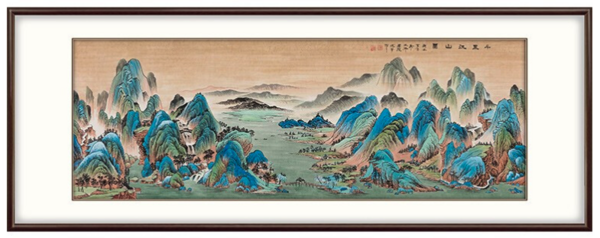 千里江山图 国画 客厅挂画 沙发背景墙办公室 仿古画 宽240*高90cm