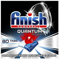 Finish Quantum Ultimate 洗碗机用洗涤块 三重效果/不含磷酸盐 强力清洁/去除油污/还原光泽，80片经济装