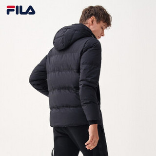 FILA 斐乐官方 男子羽绒服2020冬季新款时尚轻盈保暖连帽羽绒外套 正黑色-BK 175/96A/L