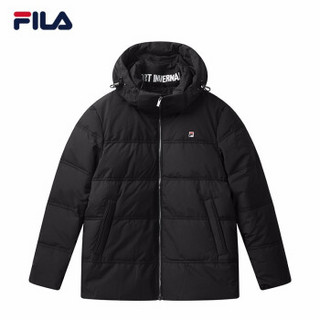 FILA 斐乐官方 男子羽绒服2020冬季新款时尚轻盈保暖连帽羽绒外套 正黑色-BK 175/96A/L