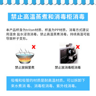 迪士尼（Disney） 宝宝吸管杯儿童学饮水杯直饮双盖两用水壶婴儿喝水杯子幼儿饮水瓶小孩防摔背带水杯 5871幽蓝520ml