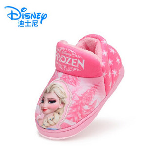 迪士尼Disney儿童棉鞋冰雪奇缘艾莎公主女保暖加绒室内居家棉拖鞋 天蓝 150（内长14.0cm）