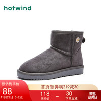 热风短靴女2020年冬季新款女士时尚雪地棉小雏菊学生雪地靴 09灰色 37（正常码）