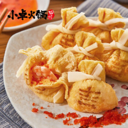 小卓火锅鱼丸鲜虾福袋鱼籽虾仁馅带吉字福袋豆捞火锅食材麻辣烫串串关东煮必备丸子150g *10件