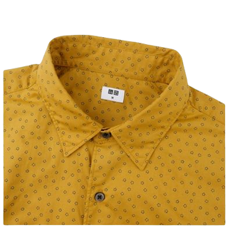 UNIQLO 优衣库 男士长绒棉印花纯棉短袖衬衫427315 深黄色M