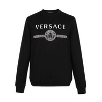 范思哲 VERSACE 奢侈品 男士棉质LOGO圆领长袖卫衣 黑色 A83867 A231242 A008 S码