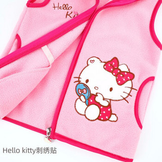 HelloKitty儿童马甲秋冬季女童马夹宝宝摇粒绒坎肩保暖背心棉马甲KT7012 玫红 160