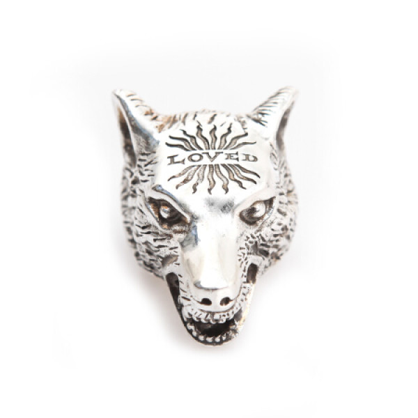 gucci古驰 奢侈品 男士银色anger forest系列狼头银戒指476902 j8400m