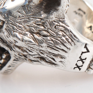 gucci古驰 奢侈品 男士银色anger forest系列狼头银戒指476902 j8400m