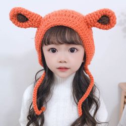 儿童帽子秋冬季小孩手工毛线帽男童女宝宝护耳针织帽婴儿可爱超萌