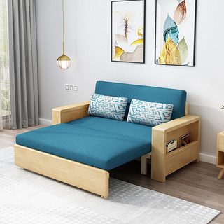 一米色彩 沙发床 北欧实木沙发床 现代小户型客厅简约多功能坐卧两用懒人折叠推拉床租房 客厅家具