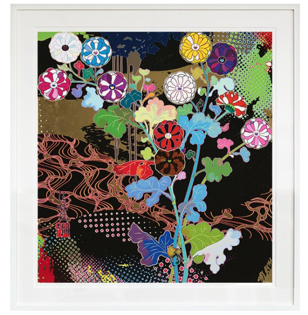 村上隆光琳古典抽象版画方形亲笔签名限量300版72 76cm多少钱 什么值得买