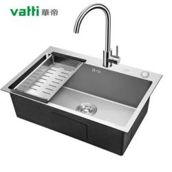 华帝(VATTI)304不锈钢手工加厚水槽洗碗池 大容量单槽洗菜盆 配360°自由旋转健康环保厨房水龙头 092106
