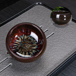 研艺 窑变沙金釉罗汉杯(红釉)多款可选 *2件