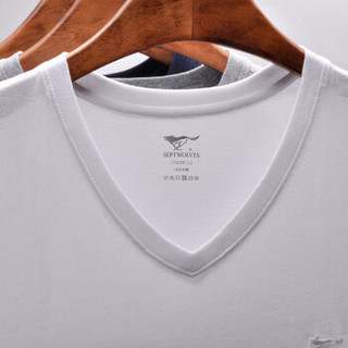 七匹狼男士T恤短袖棉质紧身背心半袖老头衫打底透气汗衫 白色XXXL(185/110)（98723）