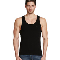 花花公子 男士背心男 男士弹力棉运动修身宽肩V领打底背心 黑色 XL