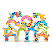 Hape淘气猫堆堆乐3-6岁形状配对积木拼搭叠叠高亲子互动儿童益智玩具