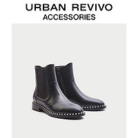 URBAN REVIVO2020冬季新品女士配件铆钉装饰切尔西靴AW38BS2N2001 *3件