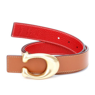 蔻驰 COACH 奢侈品 女士专柜款双面皮质腰带皮带棕色配红色 78175 B4OH2-L