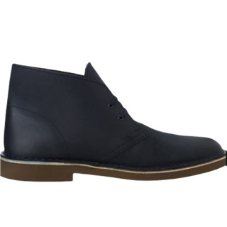 Clarks 其乐 Bushacre 2系列男士皮革系带方跟短筒沙漠靴26082286 黑色8 M US