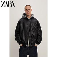 ZARA 新款 男装 冬季仿皮假两件连帽飞行员夹克外套 04432301800