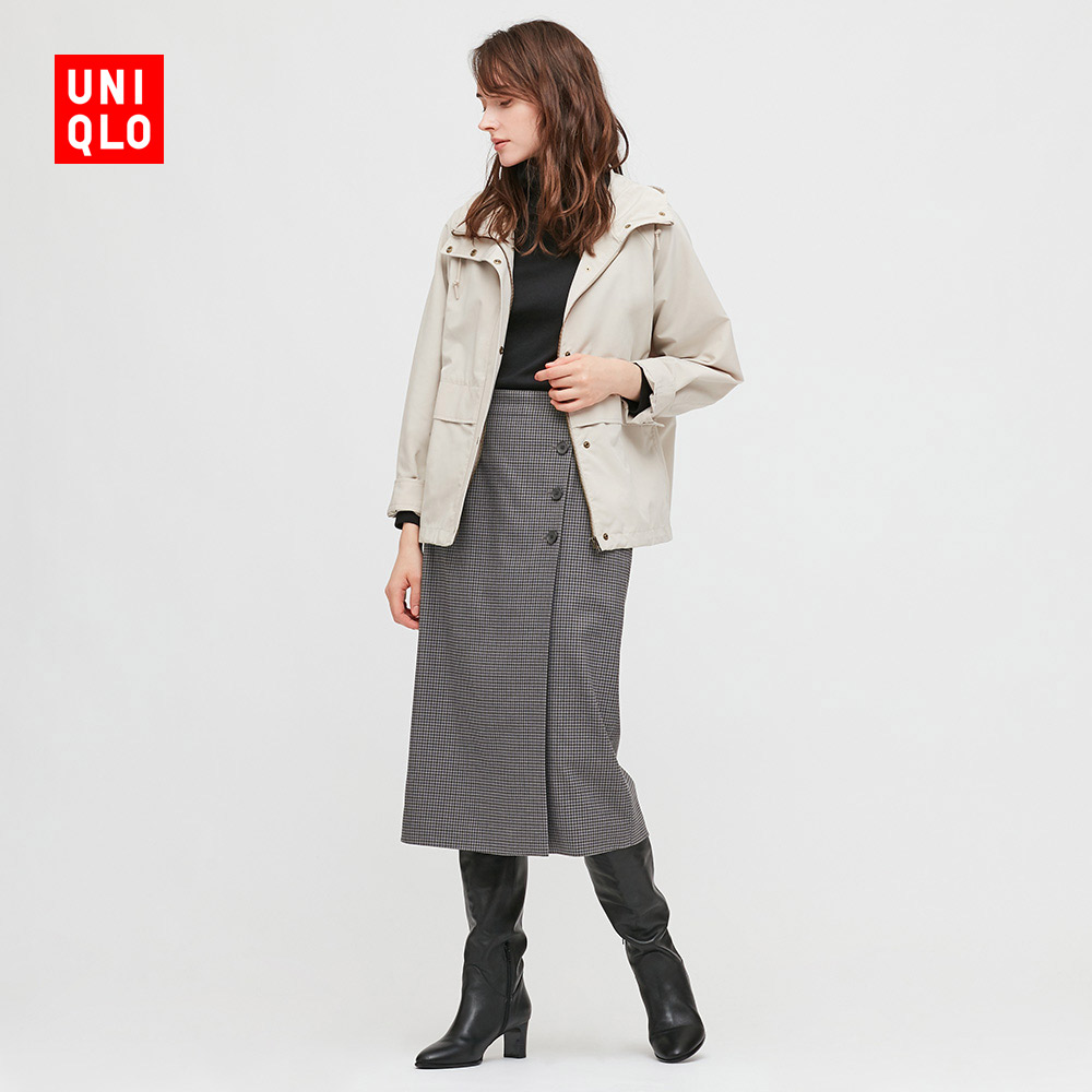 优衣库女装侧排扣格纹裹裙半身裙431028uniqlo