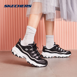 SKECHERS 斯凯奇 熊猫鞋厚底老爹鞋女ins潮鞋休闲运动鞋子秋冬（39、11923黑色/银色/BKSL）