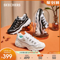 SKECHERS 斯凯奇 熊猫鞋厚底老爹鞋女ins潮鞋休闲运动鞋子秋冬(40、11923黑色/银色/BKSL)