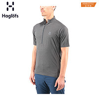 Haglofs火柴棍户外男款拉链立领快干短袖T恤603887 亚版（S、3GJ 深灰色）