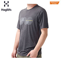 Haglofs火柴棍户外男款快干舒适印花短袖T恤 603891 亚版（XL、2A5 浅灰色）