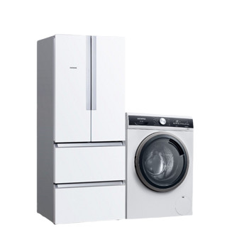 SIEMENS 西门子 冰洗套装 KM48EA20TI变频多门冰箱 484L 白色+WB24ULZ01W洗衣机 9kg 白色
