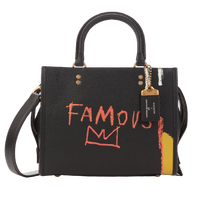 COACH 蔻驰 1941系列Basquiat联名女士皮革印花拉链手提斜挎包 Black中包
